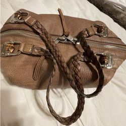 Gucci Brown Leather Braided Handle