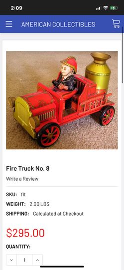 Vintage Toy Fire Truck Engine 8 Tin Litho 