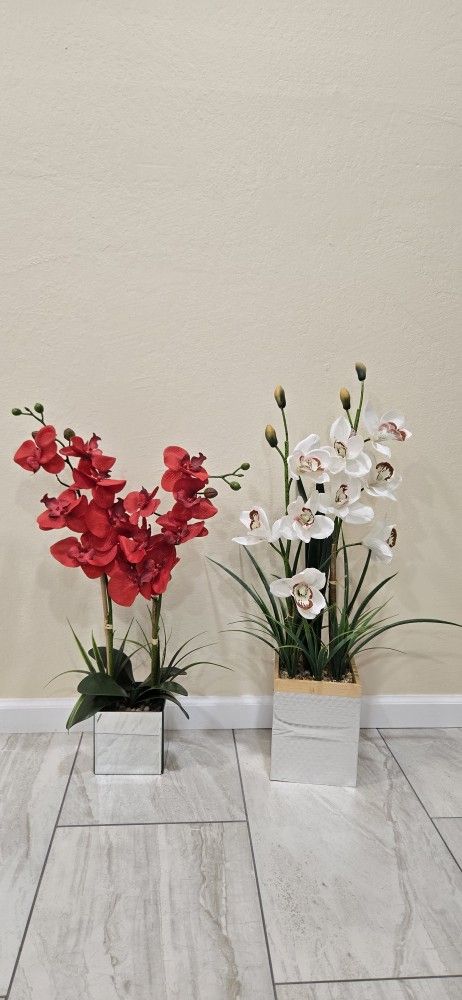 Artificial Flower with Pot Orchid Faux 29inch Tall. Both For $40.