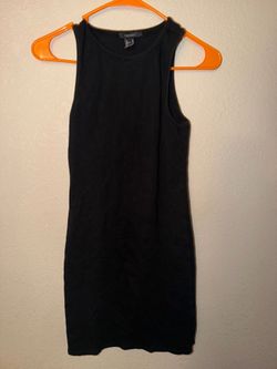 Forever 21 Black Ribbed High Neck Bodycon Mini Dress - Size M