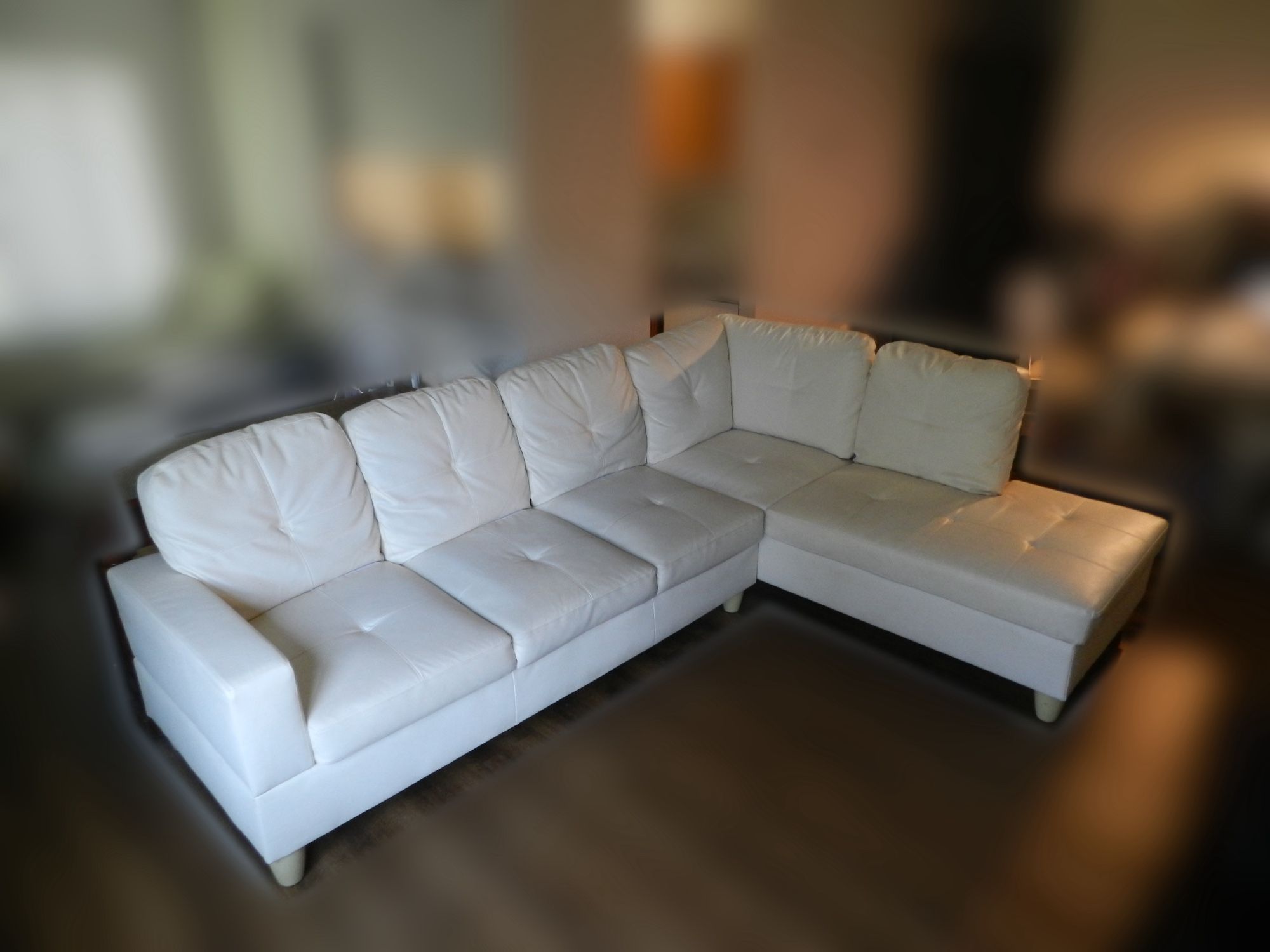 Modern White Vegan Leather Sectional Sofa for $200