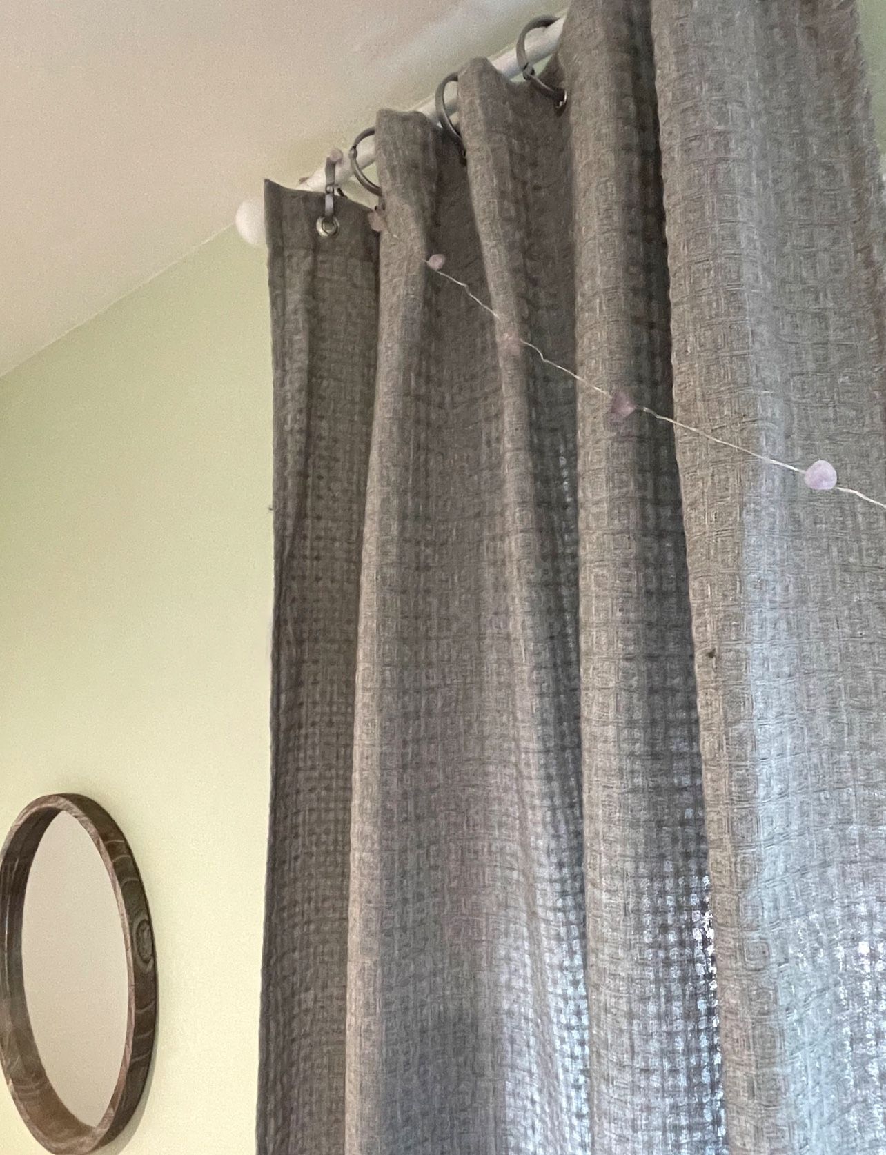 New 2 Curtain Panels 70"x34" Each With 6 Silver Curtain Rings.