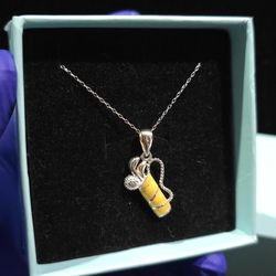 Custom Made 925 Sterling Silver Enamel Golf Clubs Charm Pendant with Chain