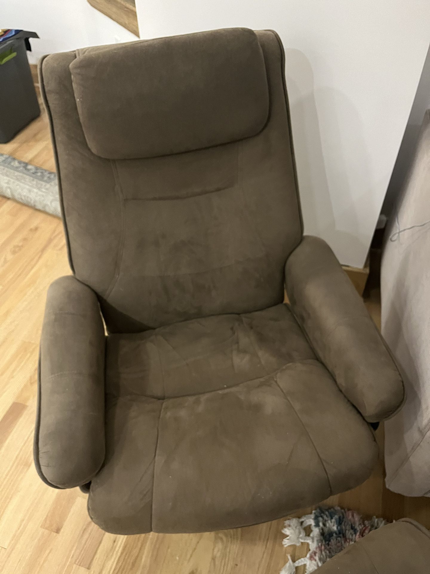 FREE! Brown Fabric Lounge Chair & Foot Rest 