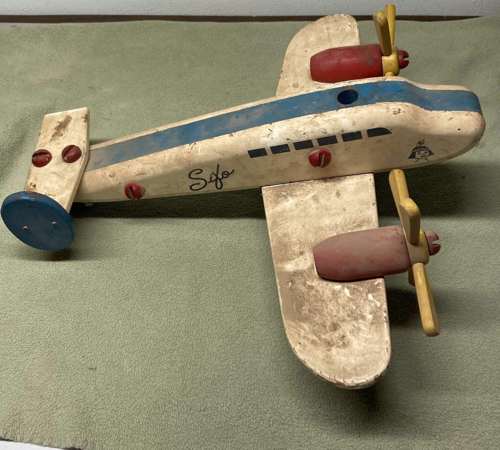 1940's Sifo Indian Wooden Toy Airplane. Ultra rare.