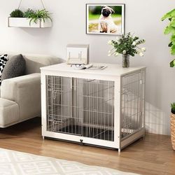 Piskyet Wooden Dog Crate Furniture with Divider Panel End Table Fixable Slide Tray ⭐NEW IN BOX⭐ CYISell