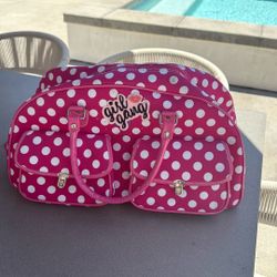 Polka dot pink duffle bag