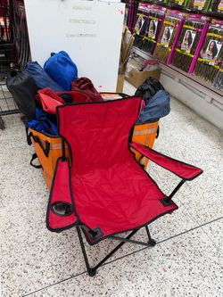 Folding Camping Chair with Cup Holder ā Red