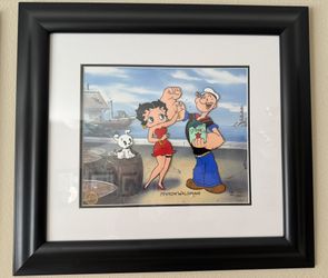 Popeye and Betty Boop "Flexing with Betty" Hand Painted Cel.
