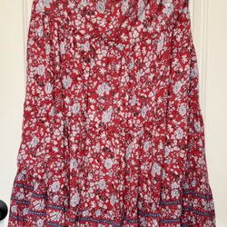 Red Floral Boho Skirt – Size L
