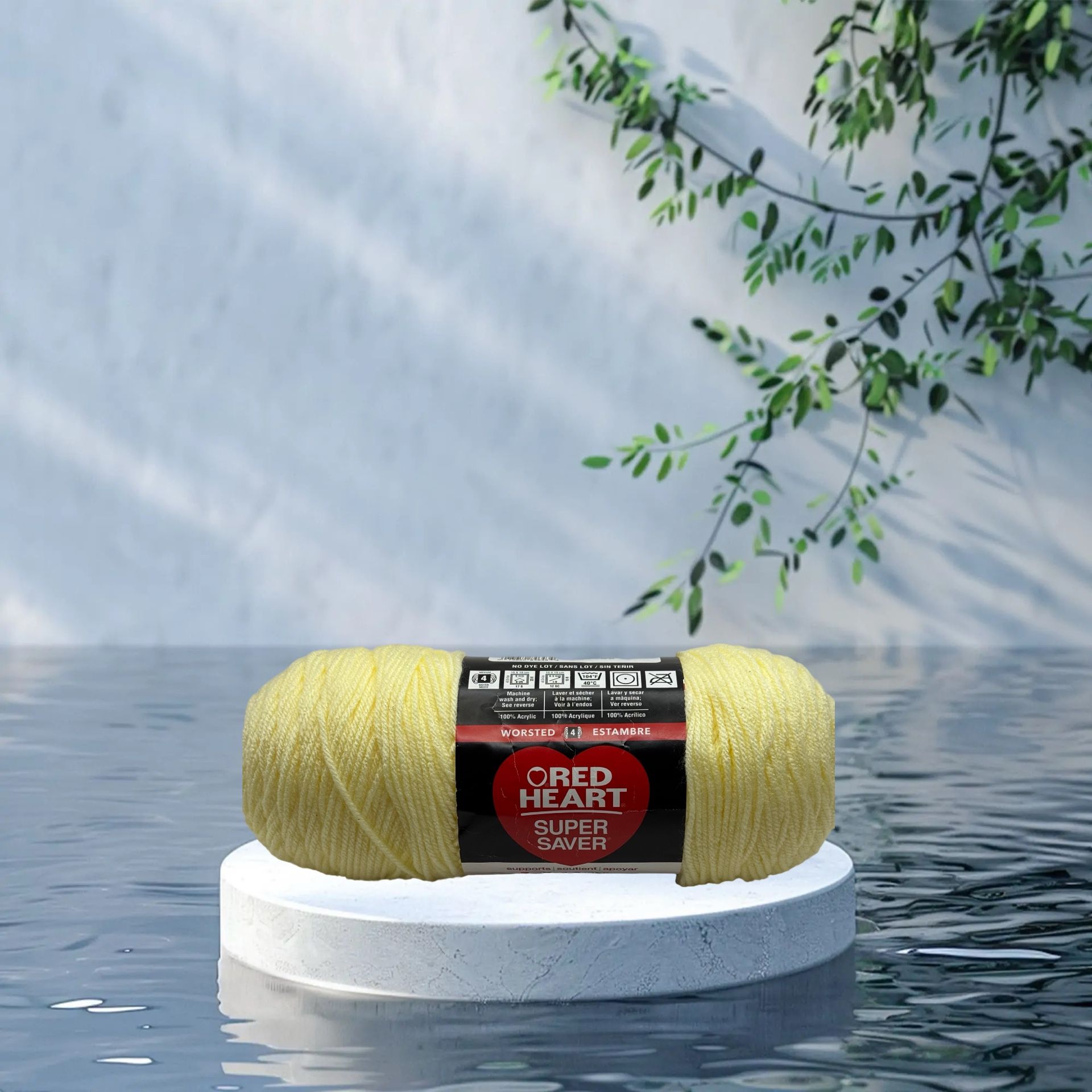 New Red Heart Super Saver Yarn-Pale Yellow-364 Yards-100% Acrylic Made In USA