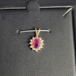 14kt Gold Diamond Ruby Charm