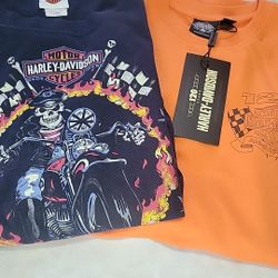 Two Harley Davidson Mens Shirts Size Large 