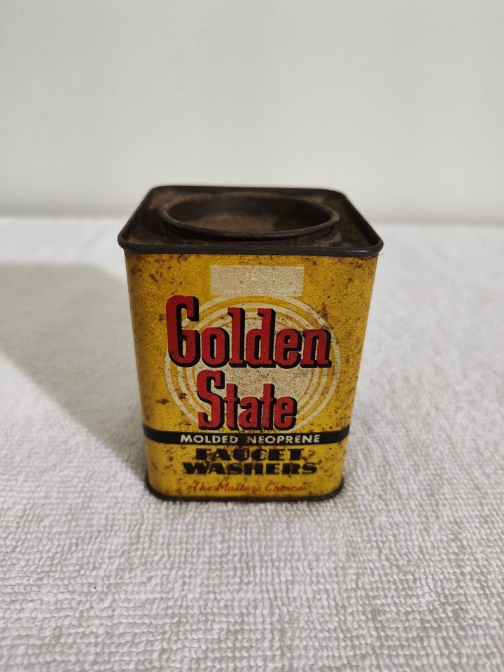 Vintage Golden State Molded Neoprene Faucet Washers Tin Can