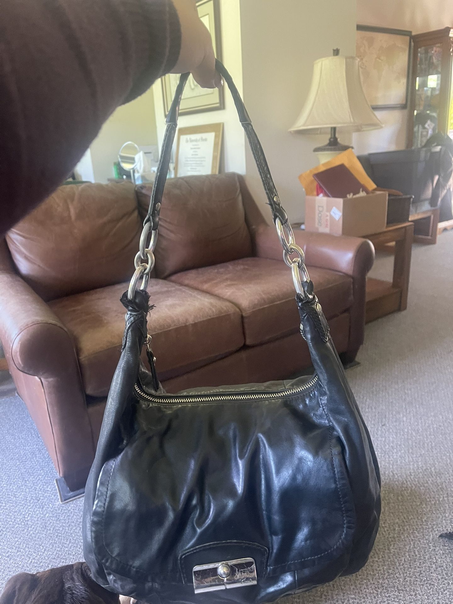 COACH Black Leather Purse & Matching Canvas Wallet