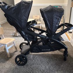 Baby Trend Sit N' Stand Double Stroller & Travel System for Babies & Toddlers, Stormy - Portable, Compact, and Lightweight Foldable Tandem Stroller