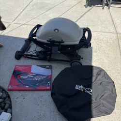 Weber Q Series Grill BBQ  with Cover & Stand & Grill Plate & More