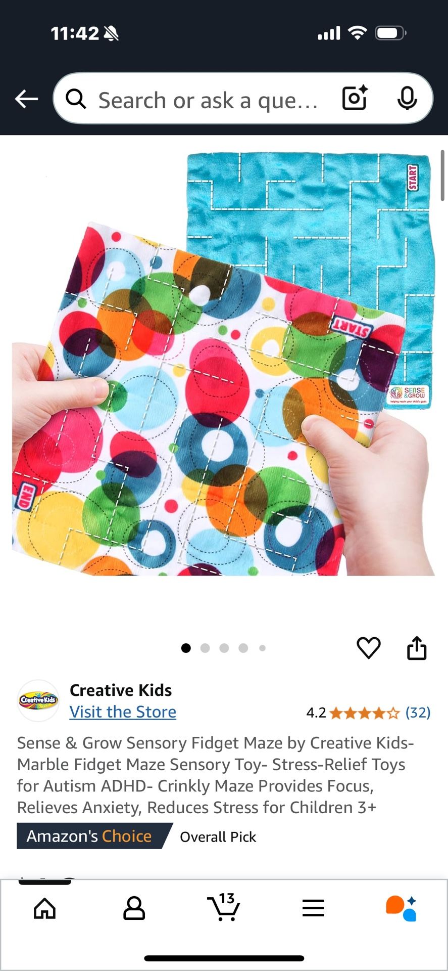 Sense & Grow Sensory Fidget Maze by Creative Kids- Marble Fidget Maze Sensory Toy