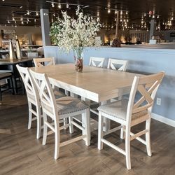 White 7pc Counter Height Dining Room Set 