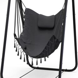 Hammock Chair with Stand,Heavy-Duty and Rustproof Hanging Chair with Stand,Hammock Swing Chair Stand,for Indoor Outdoor Patio Yard Garde