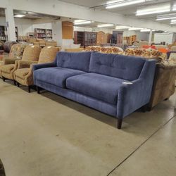 Blue Upholstered Loveseat