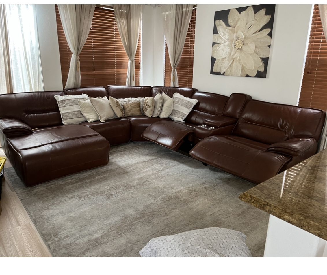 Reclining Soft Leather Sectional For sale! for Sale in Irvine, CA OfferUp