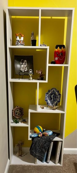 Modern White Geometric Bookcase