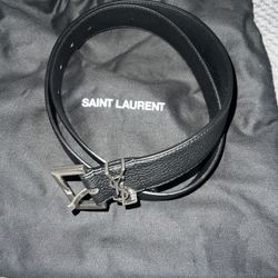 YSL Saint Laurent With Square Buckle Grained Leather