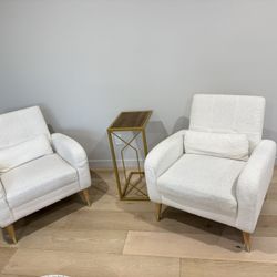 Two White Accent Chairs 