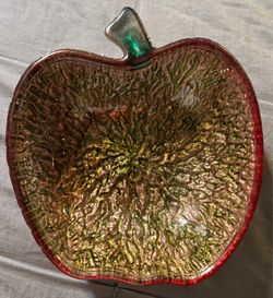 Apple-Shaped Glass Decorative Dish