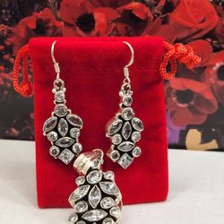 925 STERLING SILVER, SET, CZ DIAMONDS 18.42GRS
