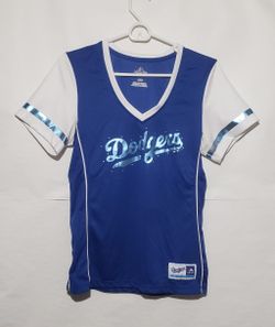 Majestic MLB  Los Angeles Dodgers  Fan fashion  blue sparkle womens shirt jersey  size Medium 