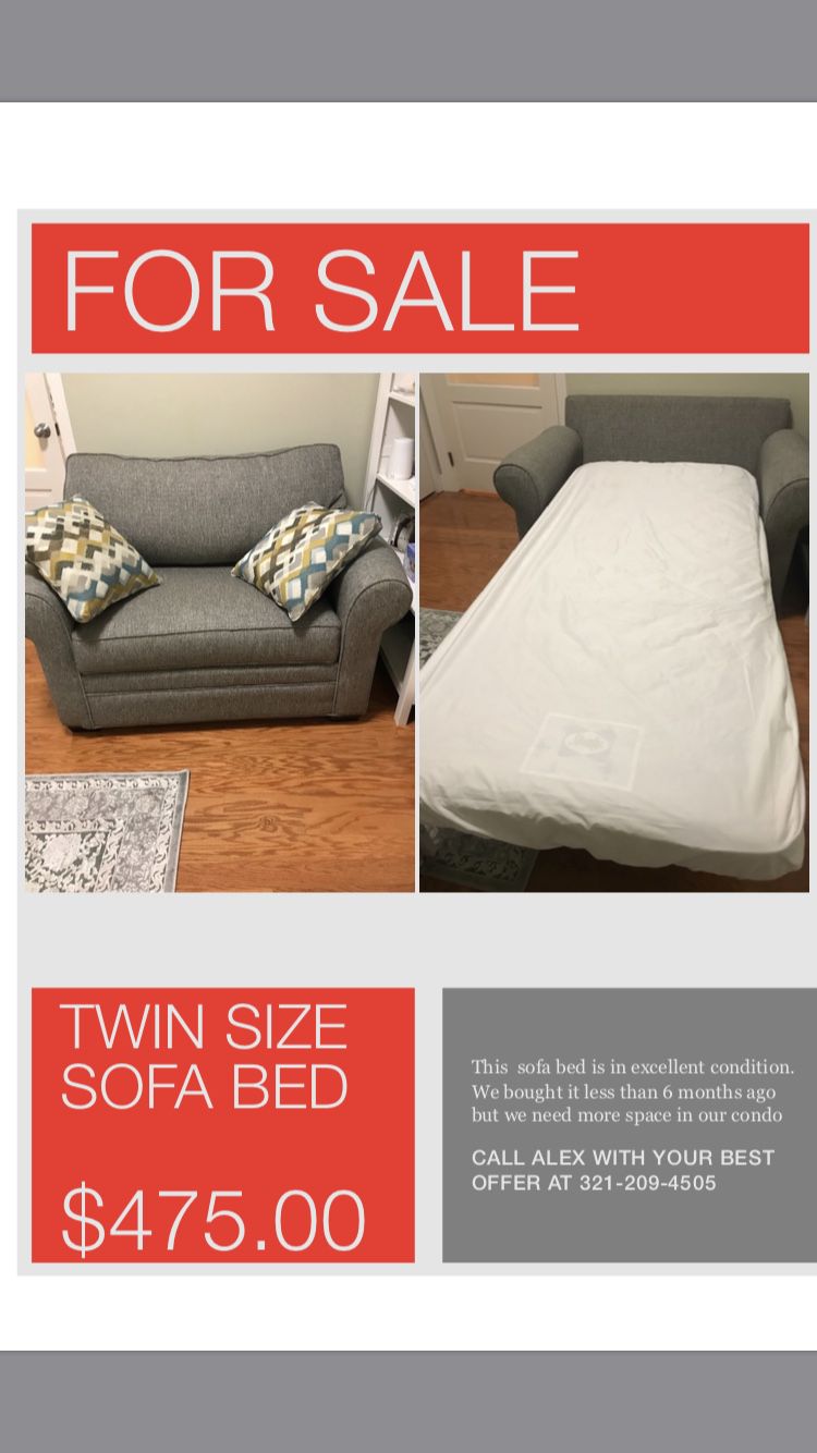 Twin size sofa bed with mattress protection