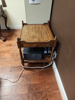 Vintage Wood Side Table with Drawer