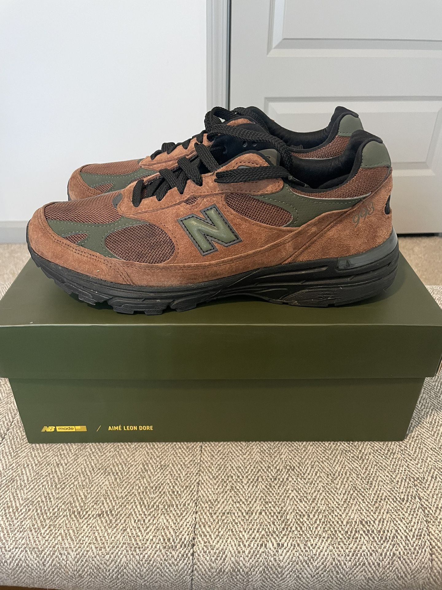 Size 9.5 - New Balance 993 Made in USA x Aime Leon Dore Beef & Broccoli 2021