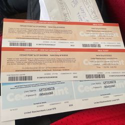 2 TICKETS Cedar Point have To Use It TODAY  FREE PARKING TICKET AS WELL 