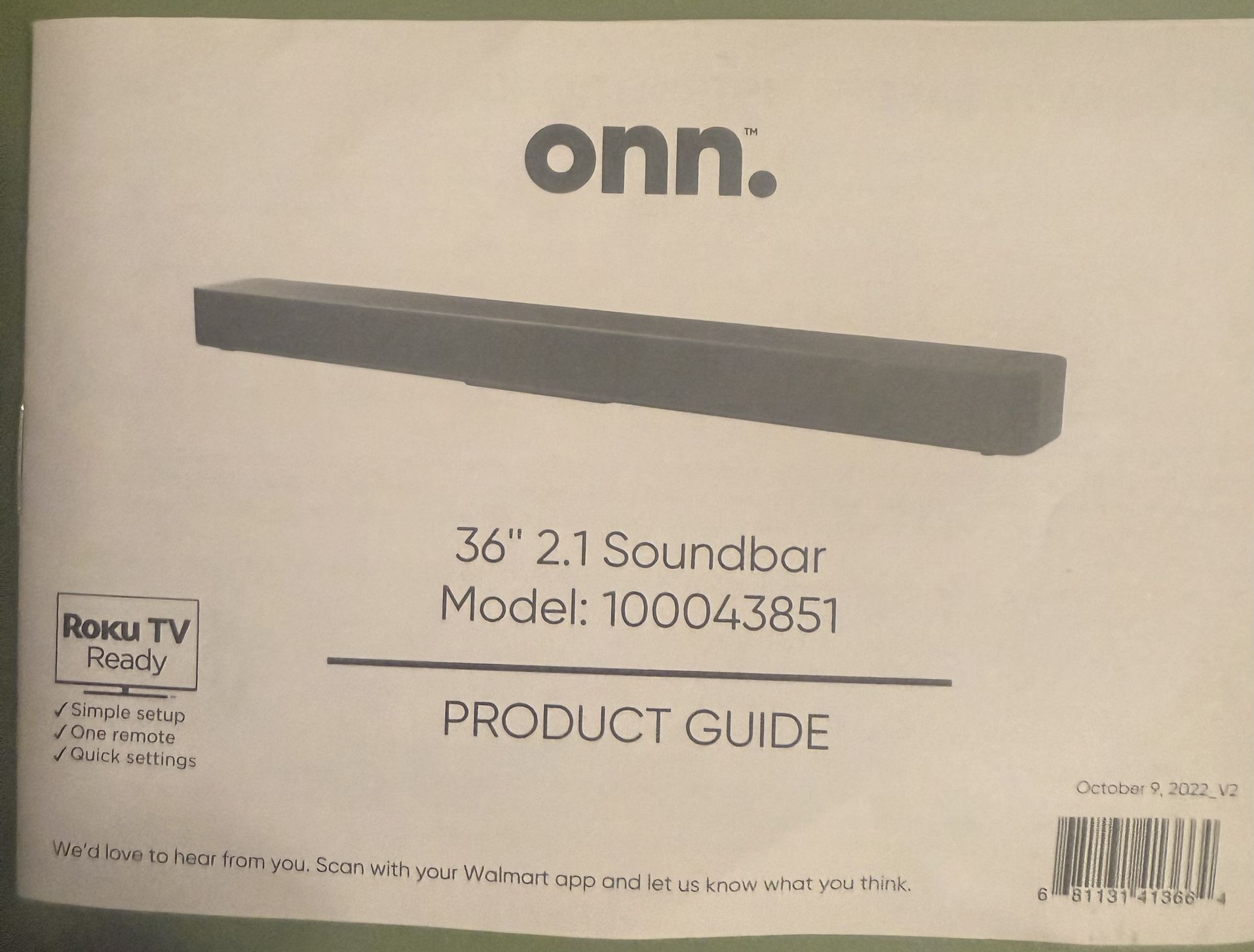 ONN Bluetooth 2.1 Channel Soundbar