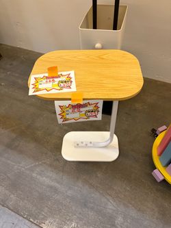 Modern C-Shape Side Table Wood Top