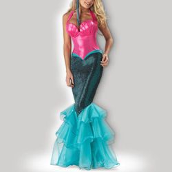 Deluxe High End Theatre Quality Women's Adult Sexy THE LITTLE MERMAID ARIEL Dress Halloween Stage Cosplay Costume Stretchy Fits Medium Large L