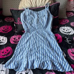 Old Navy Blue White Striped Spaghetti Strap Mini Dress