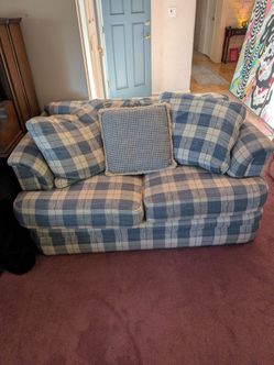 Blue Plaid Couch