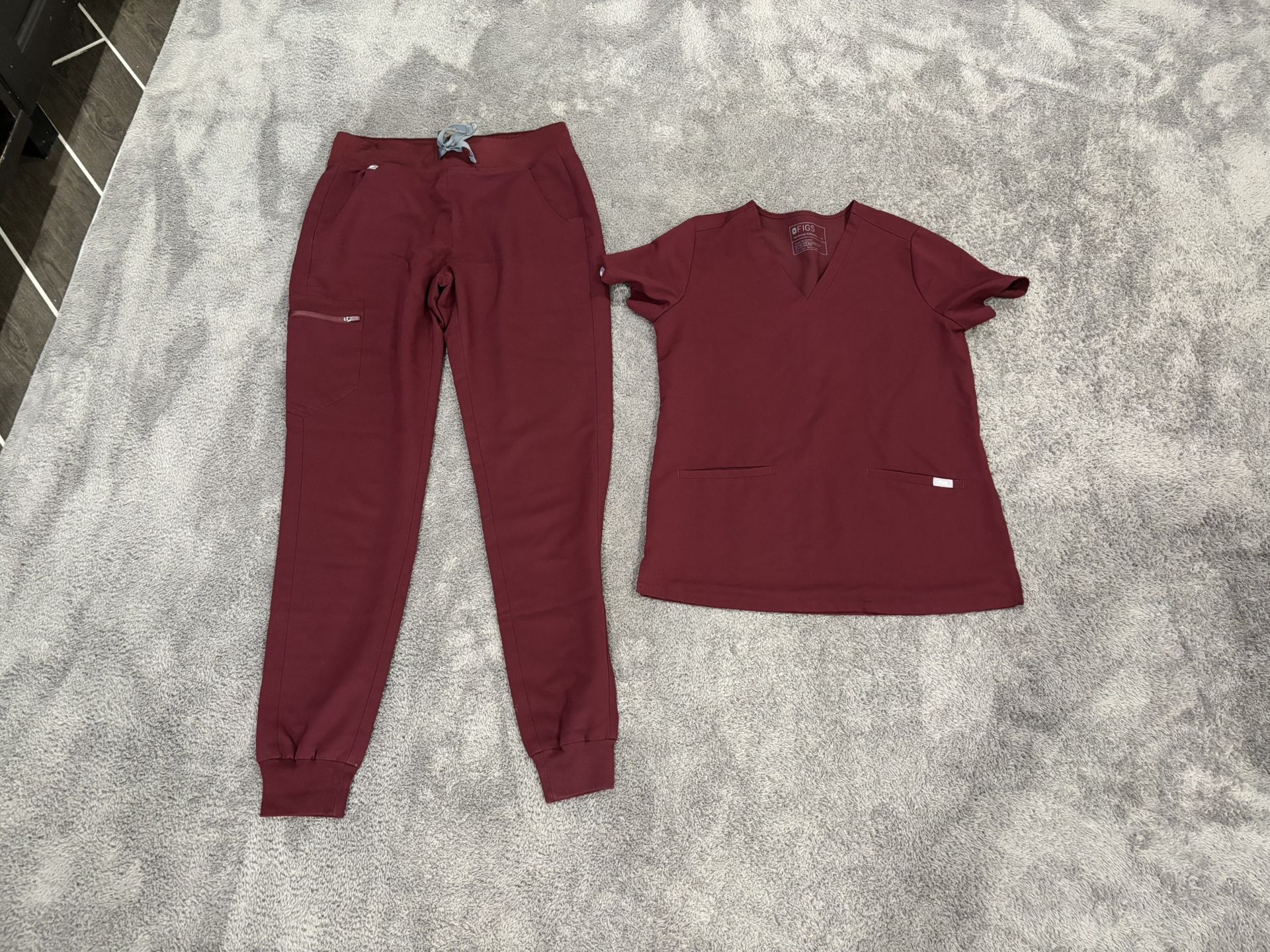 Small/tall FIGS Burgundy Scrub Set