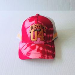 Justice Girls Red with Tie Dye Front Panel and Brim Baseball Style Hat