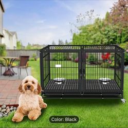 Dog pet cage kennel size 43” with divider and feeding bowls new in box 📦