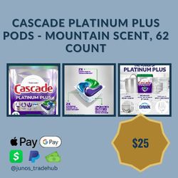 Cascade Platinum Plus Pods - Mountain Scent, 62 Count