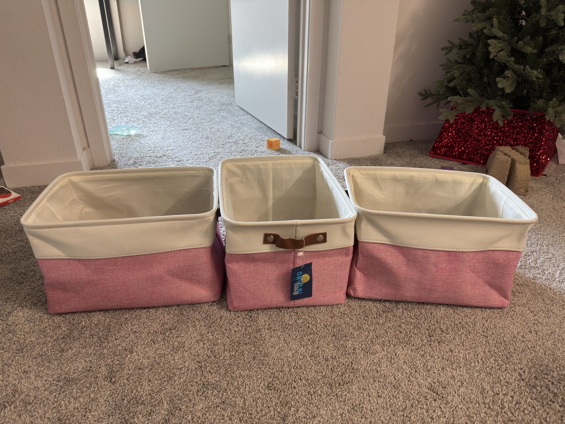 Large Fabric Storage Baskets for Shelves 3 Pack, 15x11in Closet Storage Bins for Shelves, Cloth Baskets for Organizing,