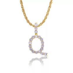 18K Gold Pl Stainless Steel Letter CZ