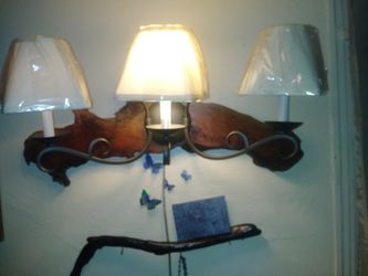 Redwood wall sconce