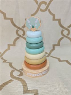 Moover Wooden Rings Stacking Toy Dino Design New W/O Box