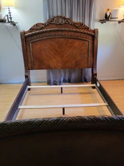 Ashley Queen Sleigh Bed Frame 100% Oak Wood $500 OBO